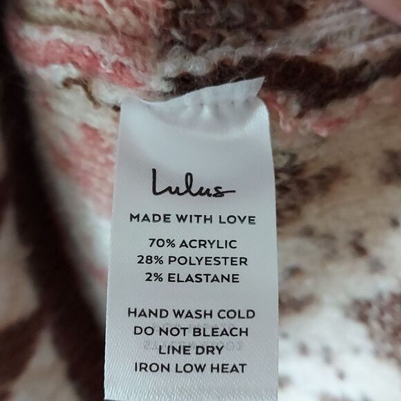 🆕Lulu's‎ Clued In Cutie Brown Pink Cream Multi Argyle Mini Sweater Dress L - Picture 7 of 9